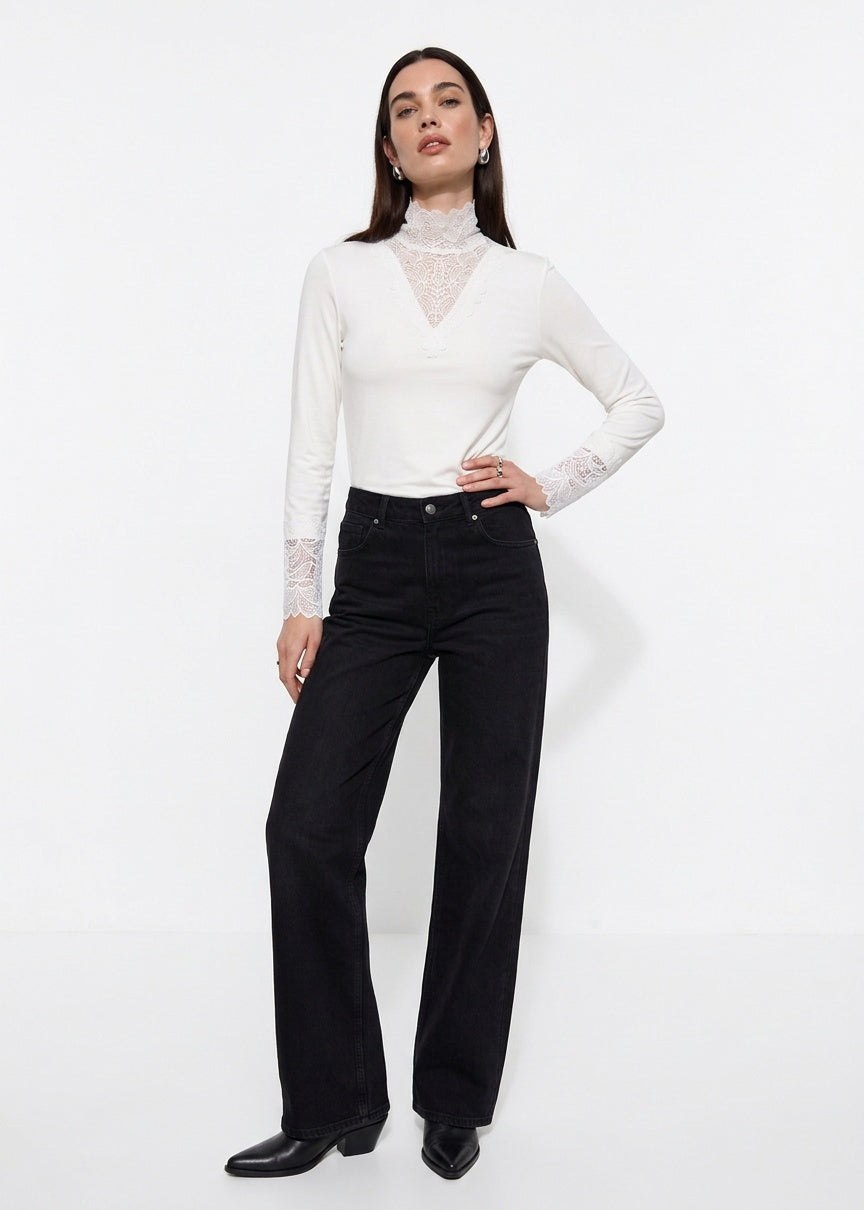 Soyaconcept Lace Funnel Neck Top