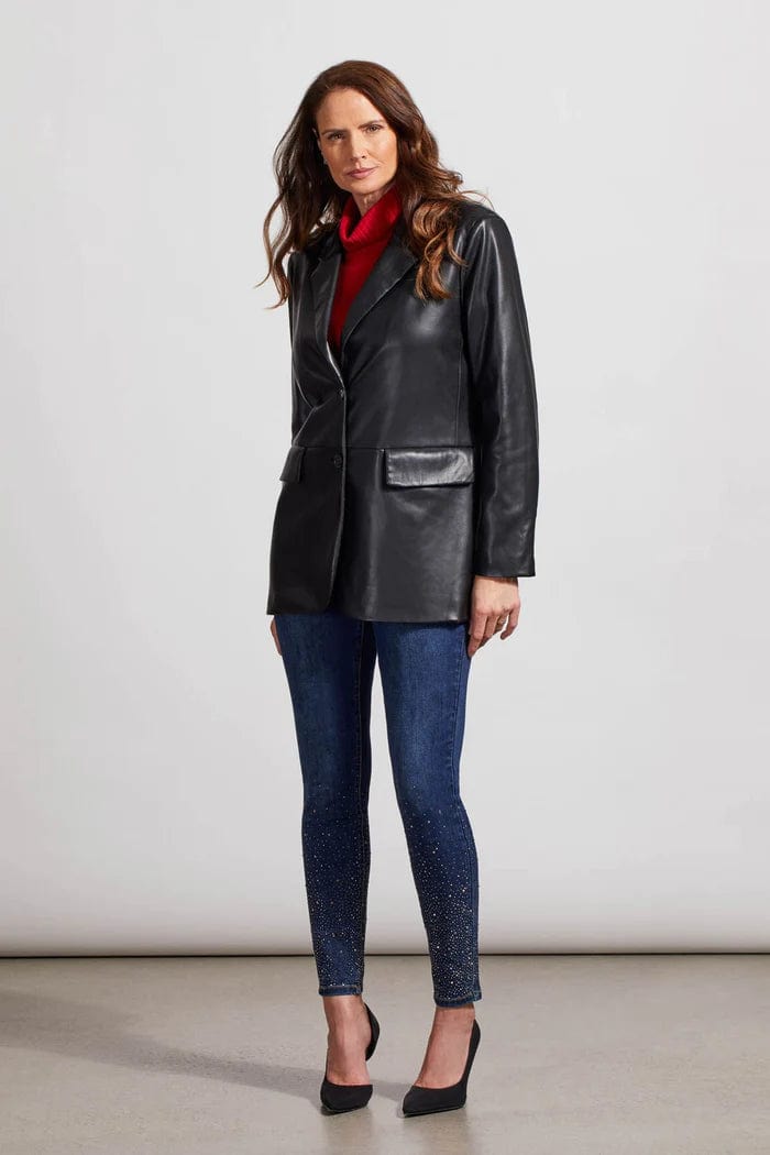 TRIBAL Pleather Blazer