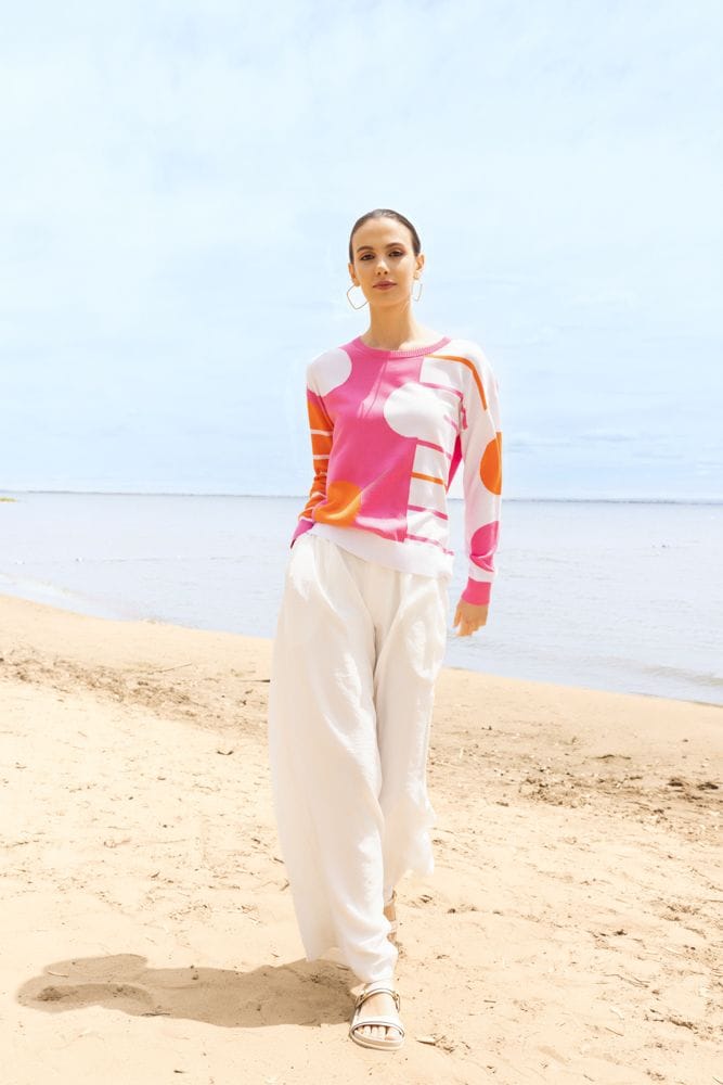 Alison Sheri Circle and Stripe Knit