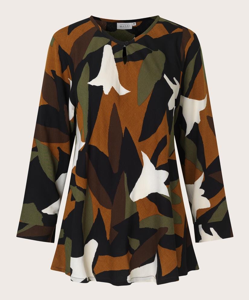 Masai Camo Print Keyhole Top