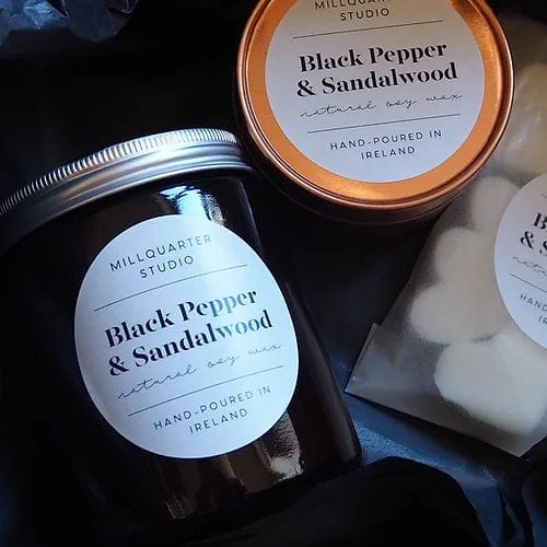 Black Pepper and Sandalwood Soy Wax  Candle