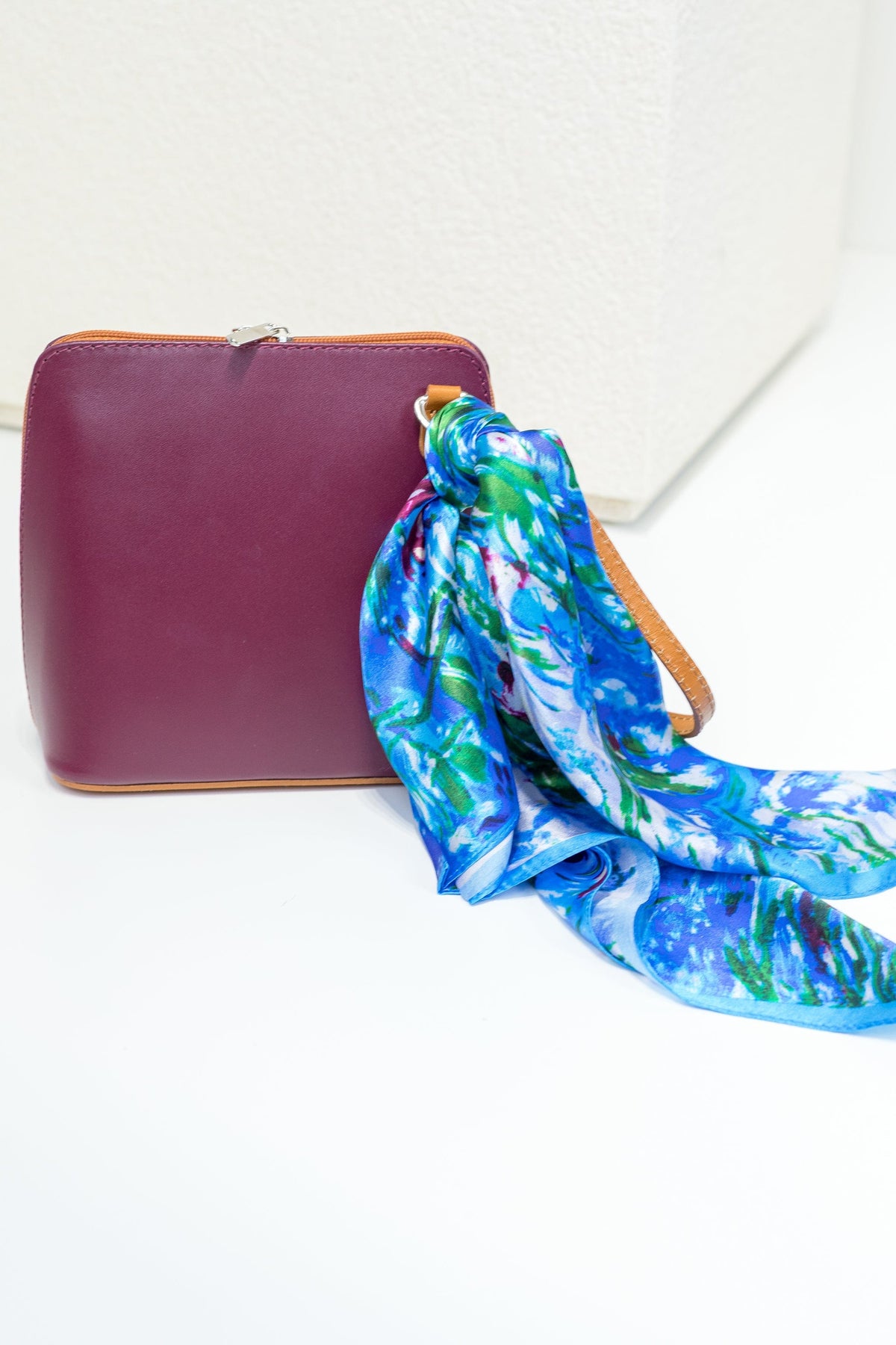 Leather Bag and Silk Scarf Gift Set