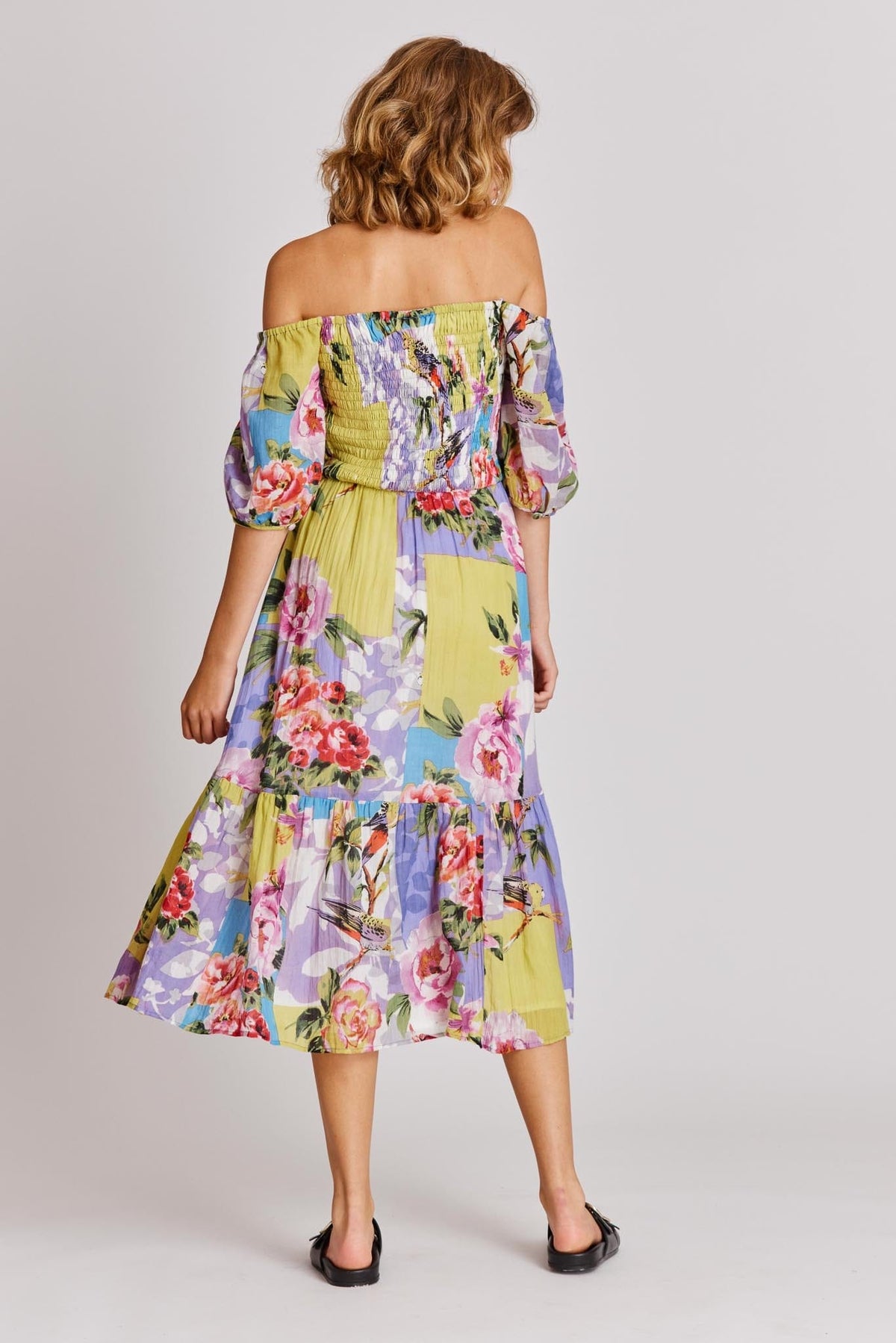 Derhy Bardot Floral Patchwork Dress