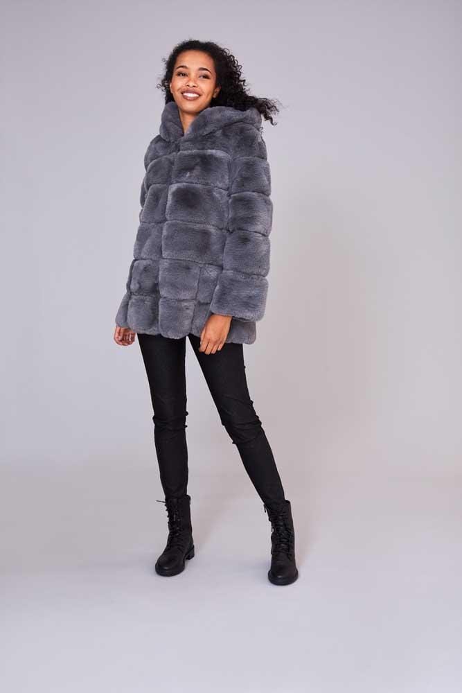 Ribbed Faux Fur Jacket